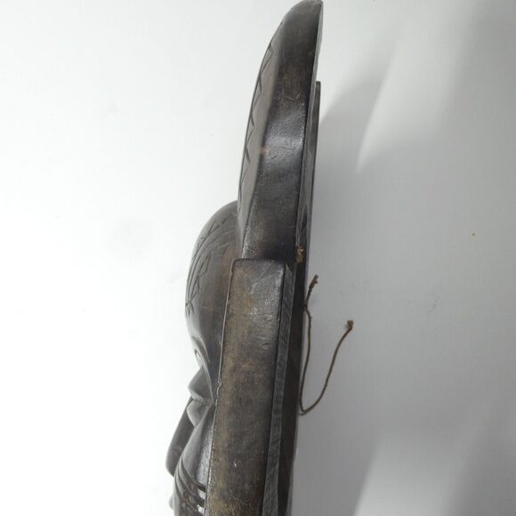 Horned Senufo Wooden Wall Mask Vintage Carved Ivory Coast Africa - Picture 11 of 11